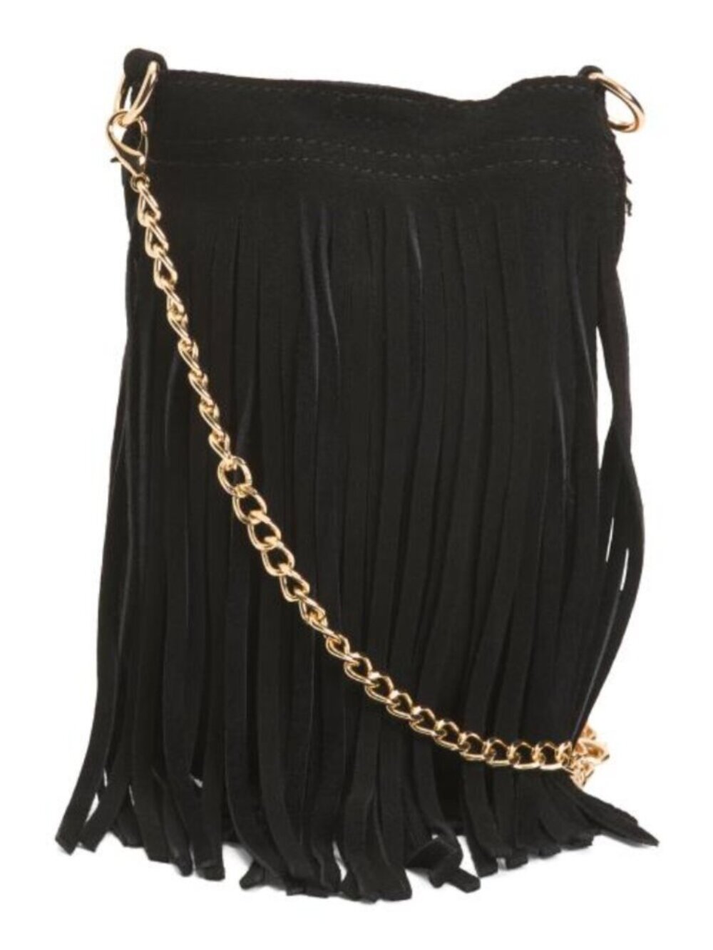 MODA LUXE Suede Fringe Crossbody With Chain Strap